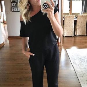 Zeefulgal Loose Black One-piece Jumpsuit - Black